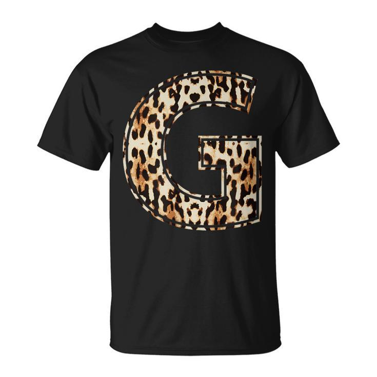 Awesome Letter G Initial Name Leopard Cheetah Print T-Shirt