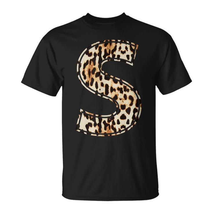 Awesome Letter S Initial Name Leopard Cheetah Print T-Shirt