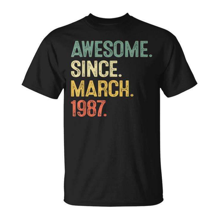 Awesome Since March 1987 37Th Birthday 37 Year Old Men T-Shirt