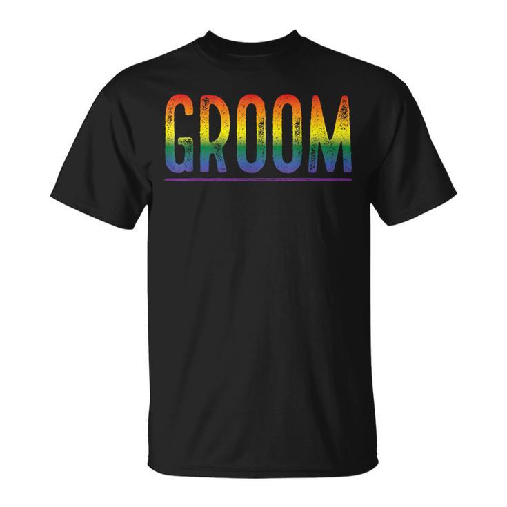 Bachelor Party Gay Pride Rainbow Groom T-Shirt