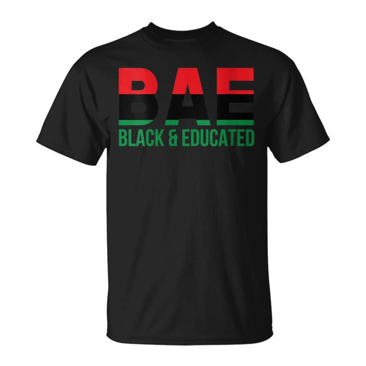 Bae Black & Educated Afro Pride Pan African Flag Melanin T-Shirt