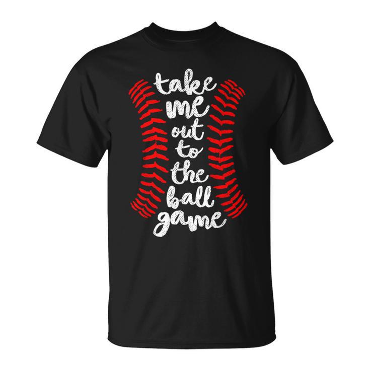 Take Me Out Ball Game Baseball Song Red Blue Black T-Shirt