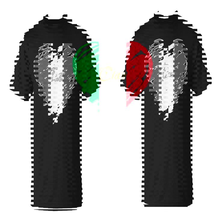 Bandera Italiana Con Diseño De Corazón Con Texto En Inglés Proud To Be Italian I Love Ital Camiseta unisex