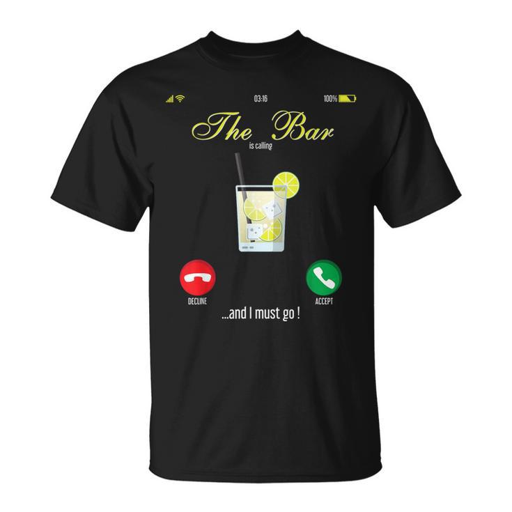 Bar Is Calling Mobile Call Wine Day Drinking T-Shirt