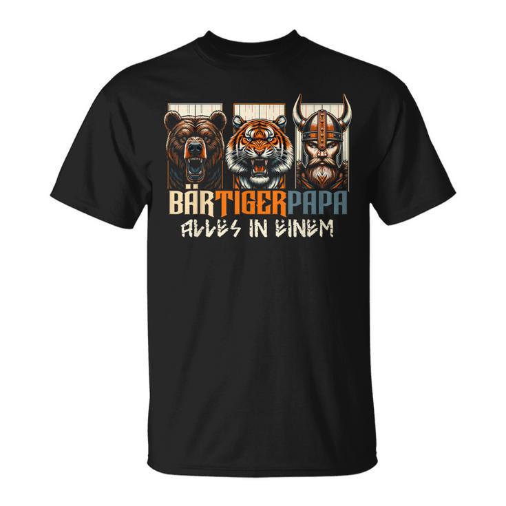 Bärtigerpapa Beard Full Beard Bear Tiger Father Bear Tiger Man Dad T-Shirt