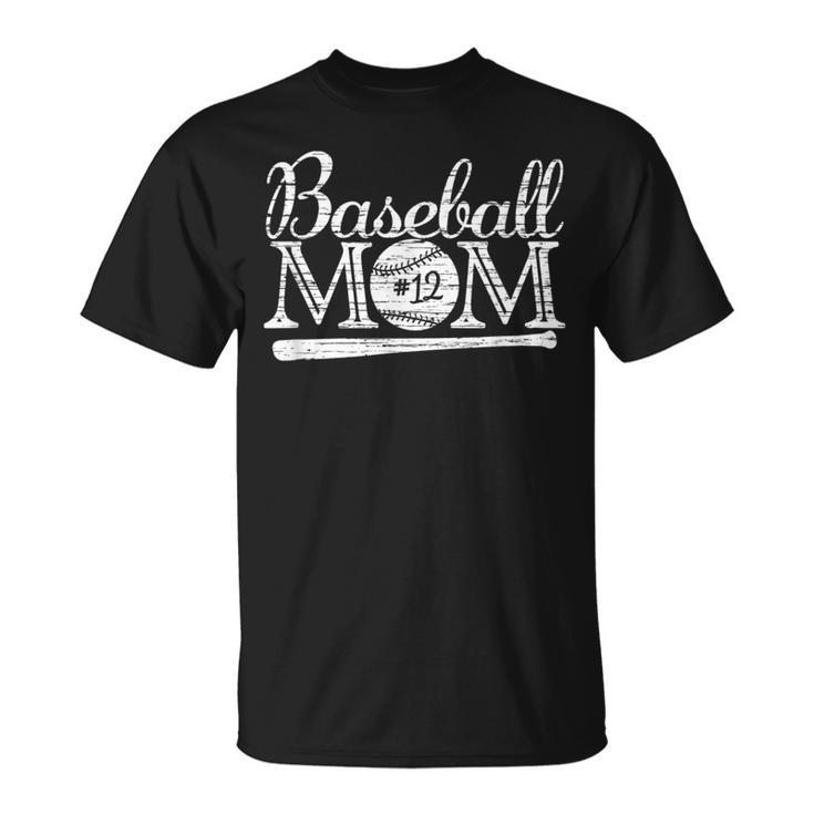 Baseball 12 Jersey Mom Favorite Player Mother's Day T-Shirt