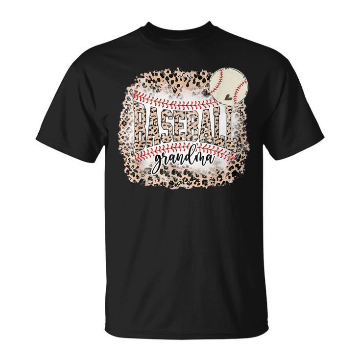Baseball Grandma From Grandson Leopard Softball Mother's Day T-Shirt