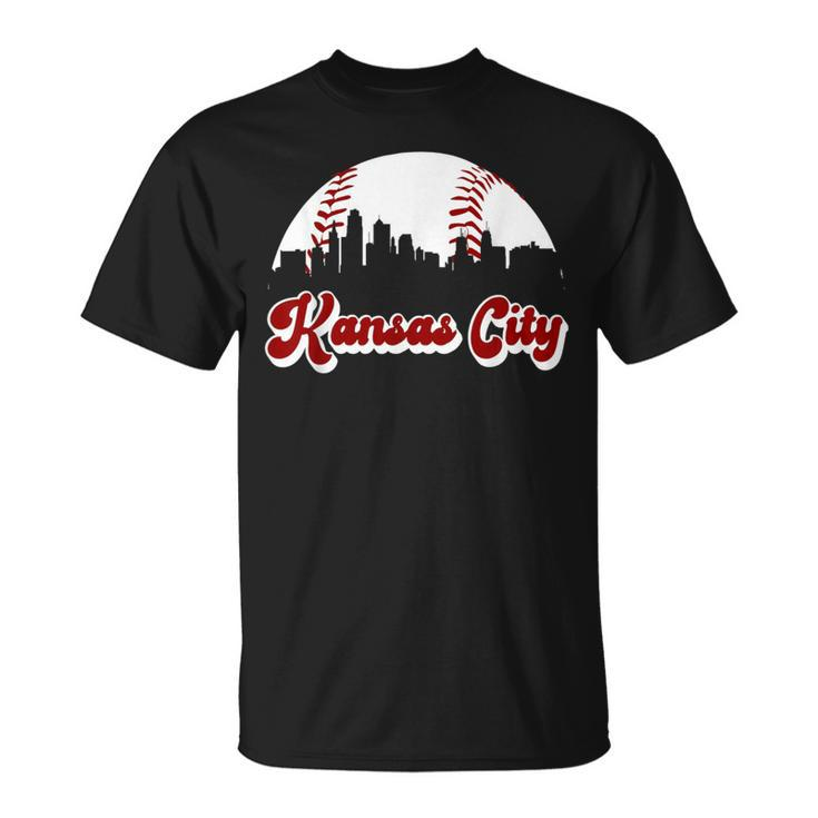 Baseball Kansas City Vintage Love Blue Color Royal Skyline T-Shirt
