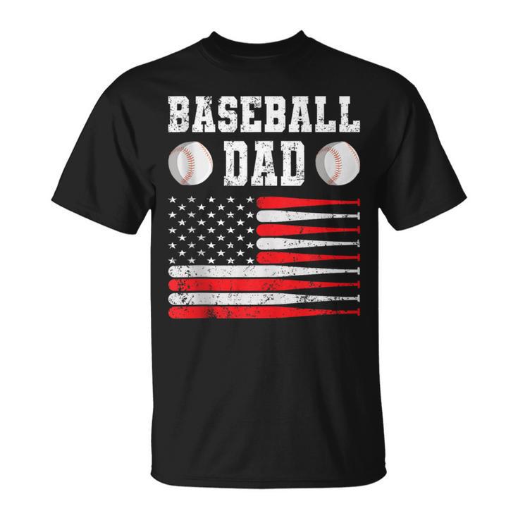 Baseball Schlagbohrer Ausrüstung Papa Usa Flagge Softball T-Shirt