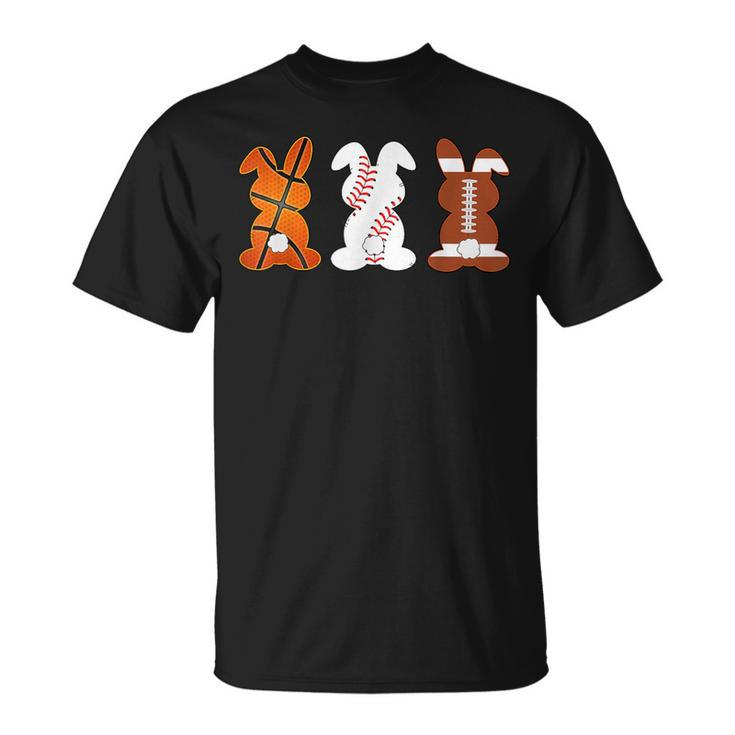 Basketball Baseball Football Sports Easter Bunny Rabbits T-Shirt