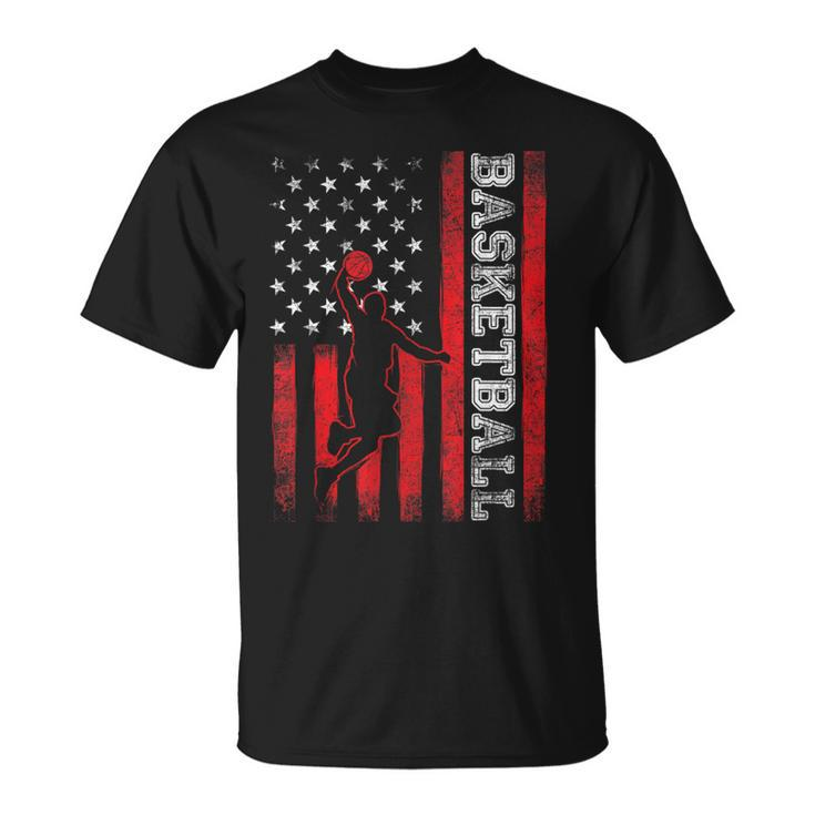 Basketball Usa American Flag Sports Lover Athlete T-Shirt