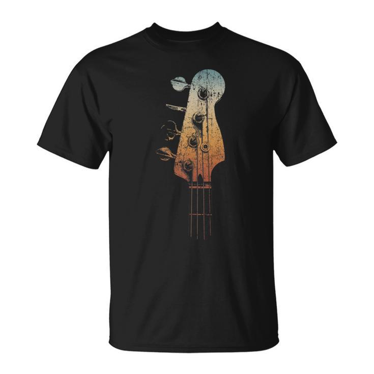 Bass Guitar Vintage Retro Headstock Bassist And Bass Player T-Shirt