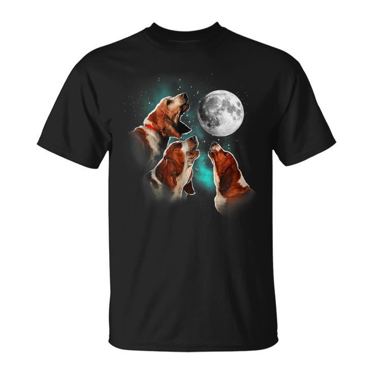 Basset Hound Howling At The Moon Basset Hound T-Shirt