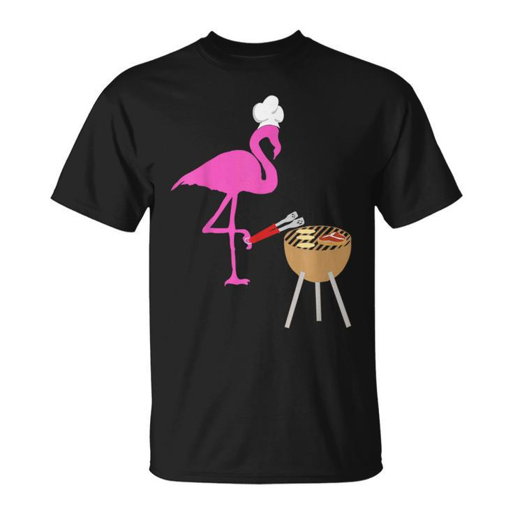 Bbq Flamingos Pink Birds Grilling Grillmasters Cooking T-Shirt