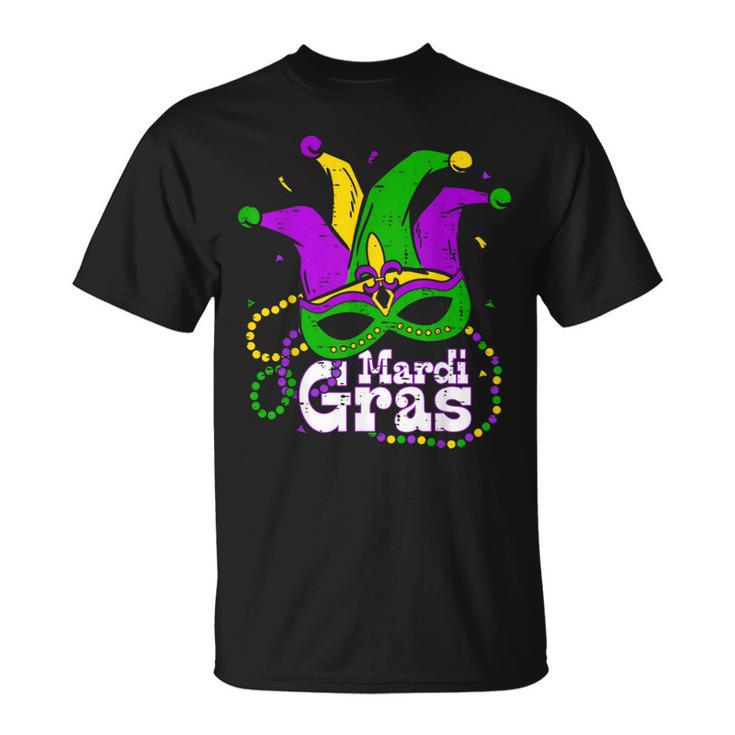 Beads Mask Feathers 2024 Mardi Gras For Girls Women T-Shirt