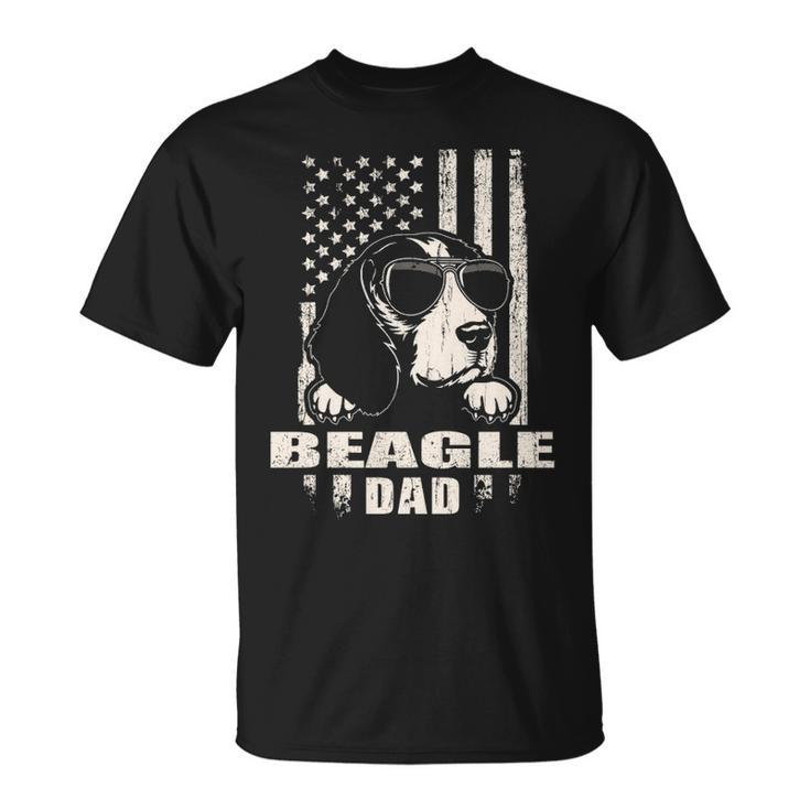 Beagle Dad Cool Vintage Retro Proud American T-Shirt