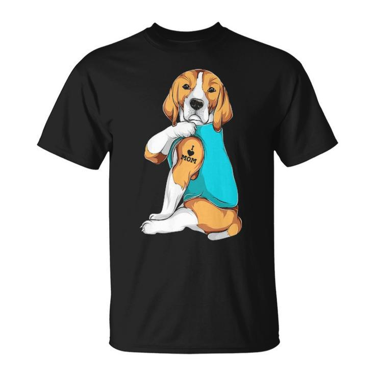 Beagle I Love Mom Apparel Dog Mom Womens T-Shirt