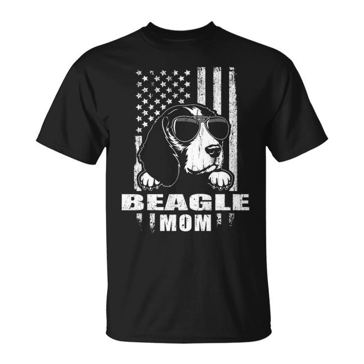 Beagle Mom Cool Vintage Retro Proud American T-Shirt