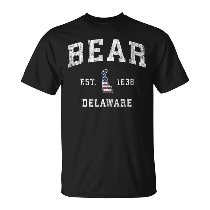 Bear Delaware De Vintage American Flag Sports T-Shirt