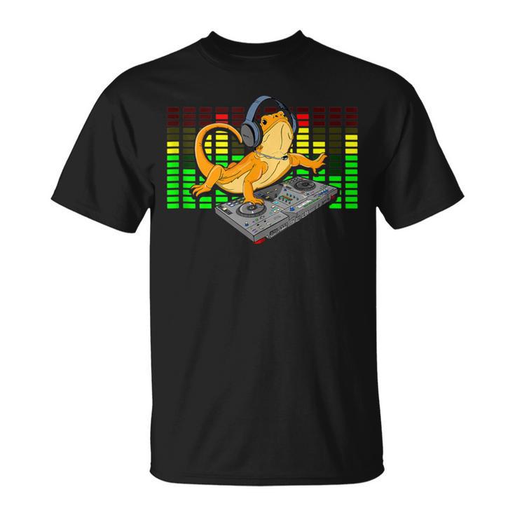 Bearded Dragon Dj Sound Tech Headphone Music Lizard T-Shirt