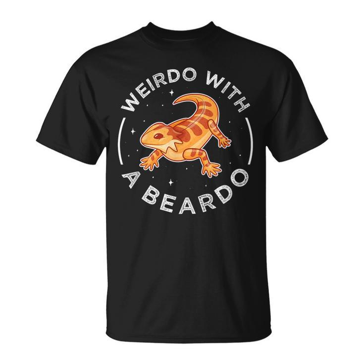 Beardie Lizard Puns Weirdo With A Beardo Bearded Dragon T-Shirt
