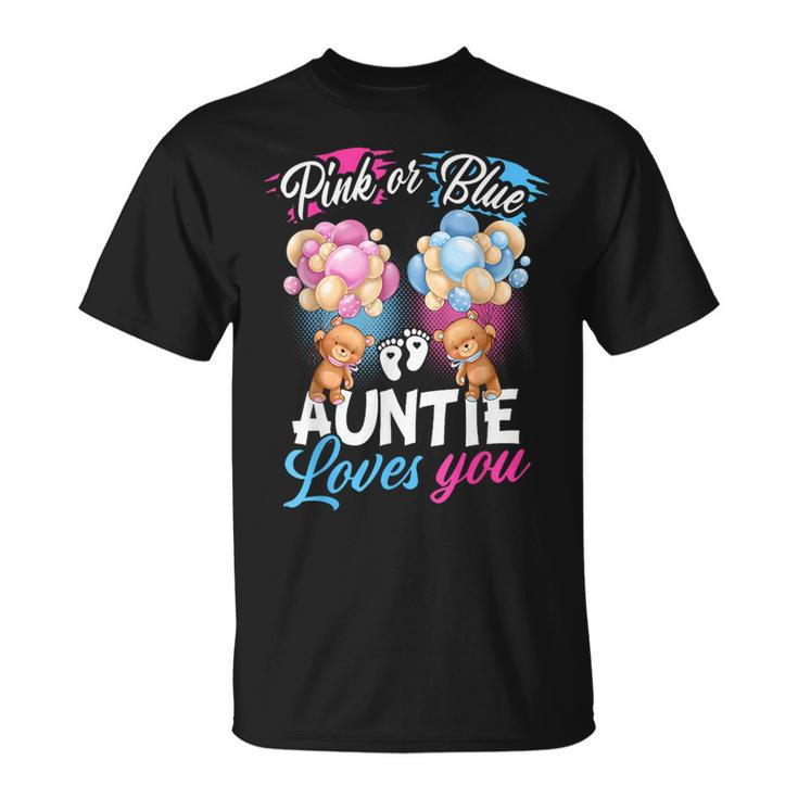 Bears Pink Or Blue Auntie Loves You Gender Reveal T-Shirt