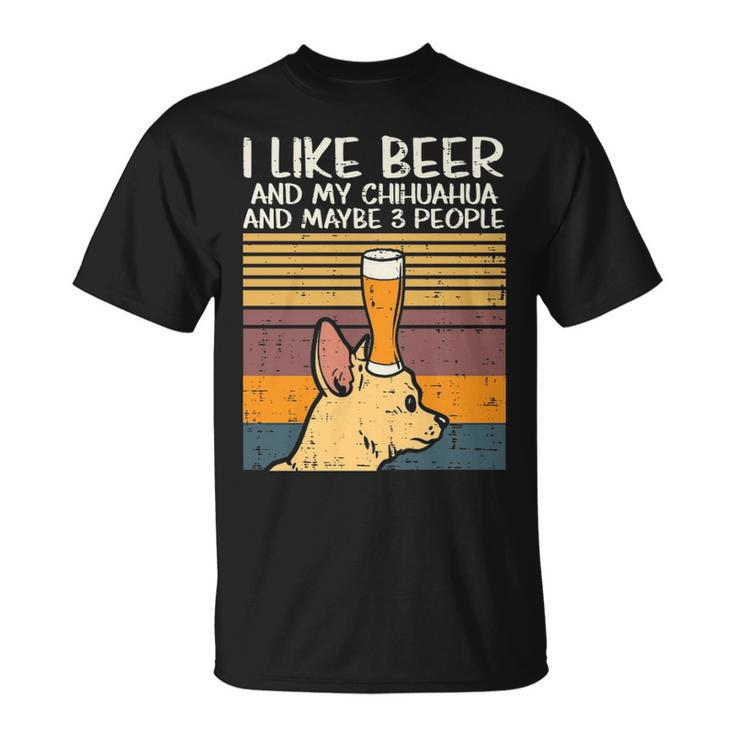 Beer Chihuahua 3 People Chiwawa Pet Drinking Dog Lover T-Shirt