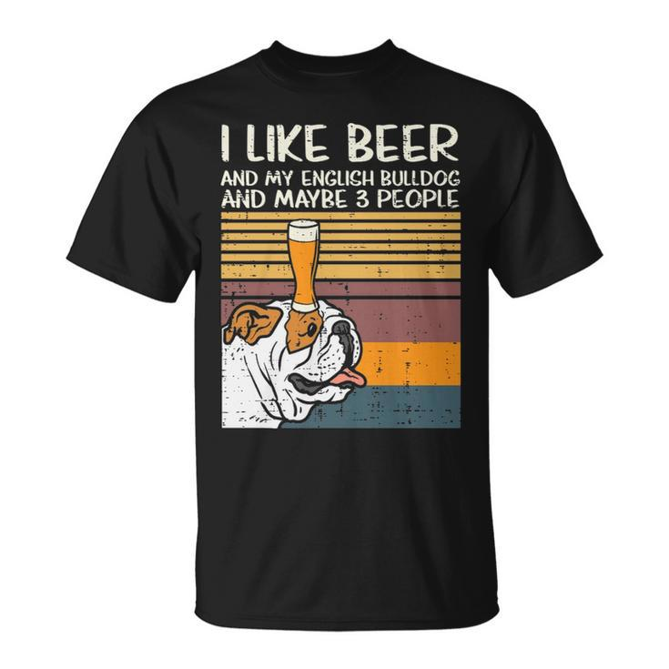 Beer English Bulldog 3 People Drinking Dog Lover T-Shirt