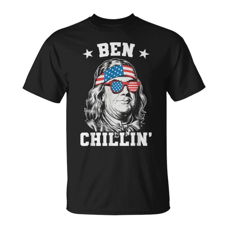 Ben Chillin 4Th Of July Ben Franklin American Flag T-Shirt