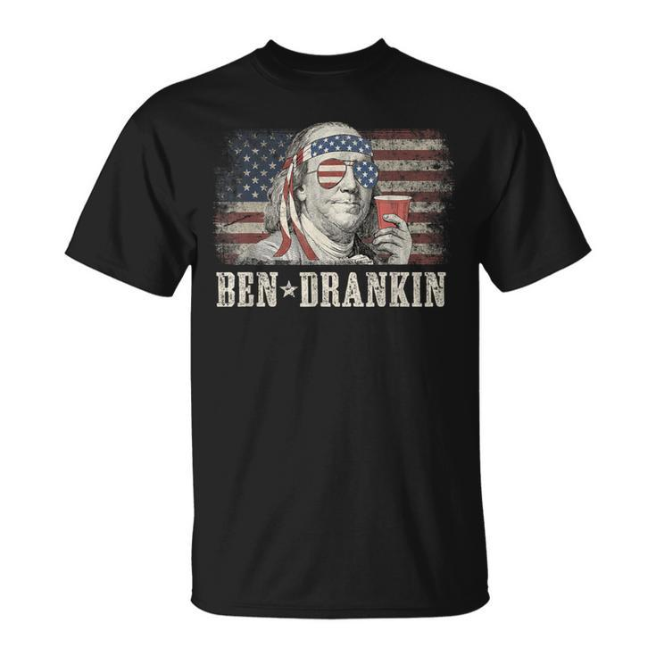 Ben Drankin Beer 4Th Of July Vintage Flag T-Shirt