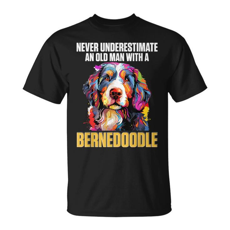 Bernedoodle Dog Breed Pet Never Underestimate A Old Man T-Shirt
