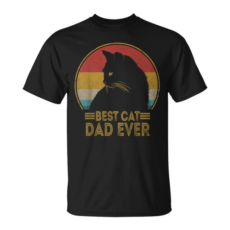 Best Cat Dad Ever Retro Sunset Daddy Cat Father's Day T-Shirt