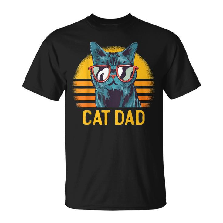 Best Cat Dad Fathers Day Kitty Daddy Papa Vintage T-Shirt