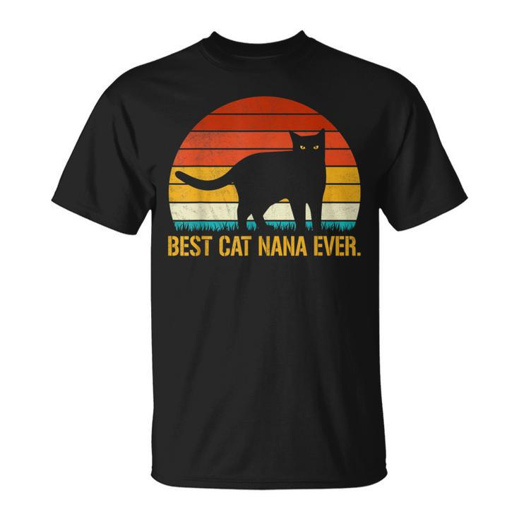 Best Cat Nana Ever Vintage Retro Cat Kitten Lover T-Shirt