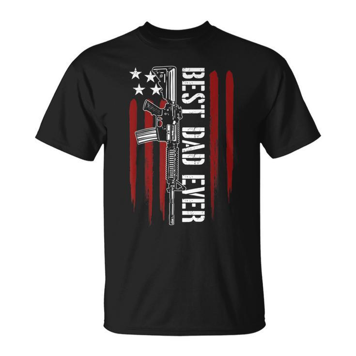 Best Dad Ever Daddy Gun Rights Ar15 American Flag Patriotic T-Shirt