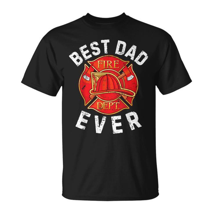 Best Dad Ever Dept Symbol Fireman Firefighter Fathers Day T-Shirt