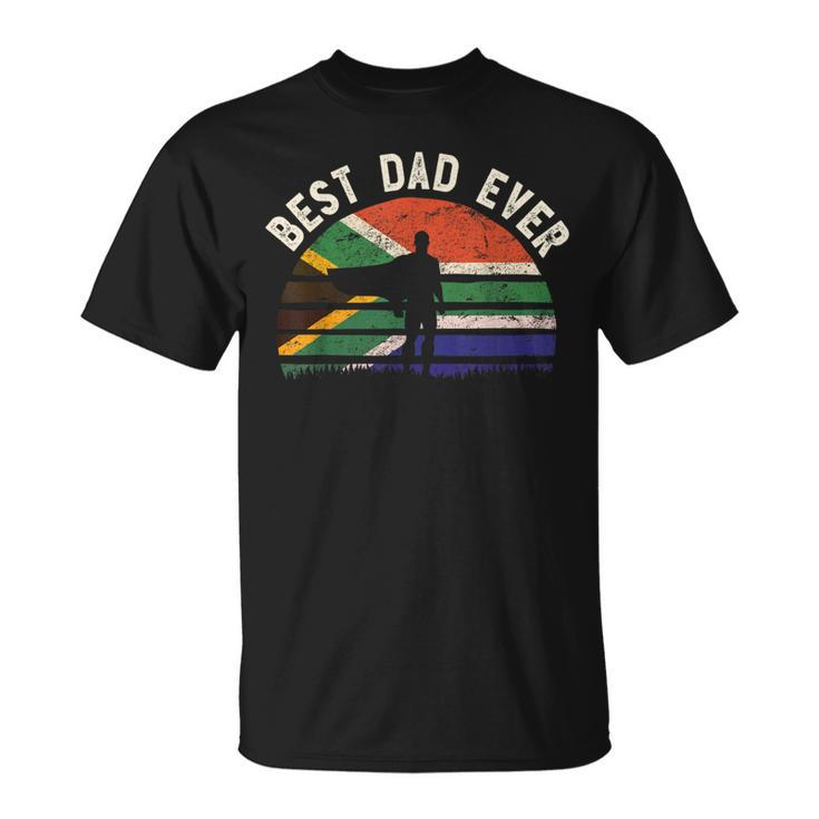 Best Dad Ever South Africa Hero Vintage Flag Retro T-Shirt