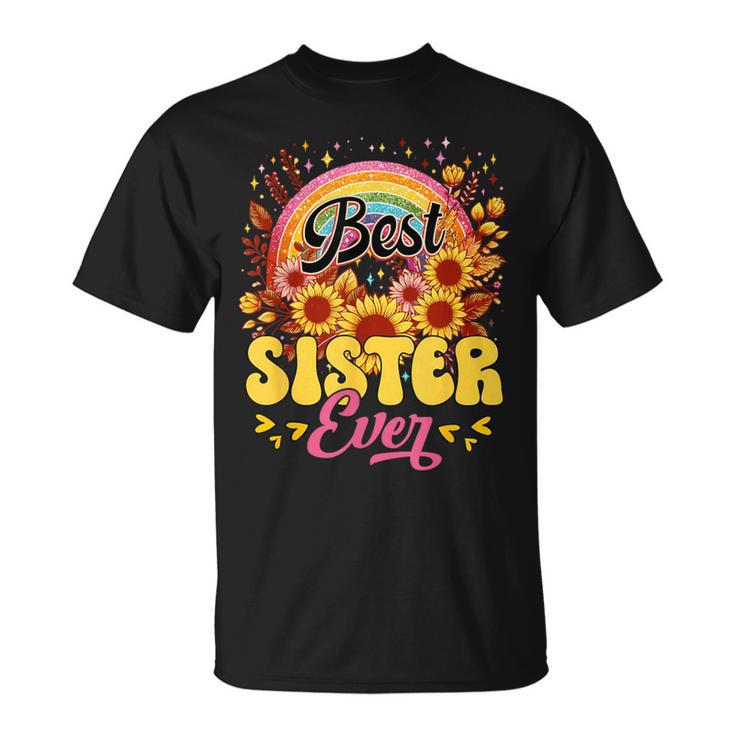 Best Sister Ever Sunflowers Colourful Rainbow Mother's Day T-Shirt