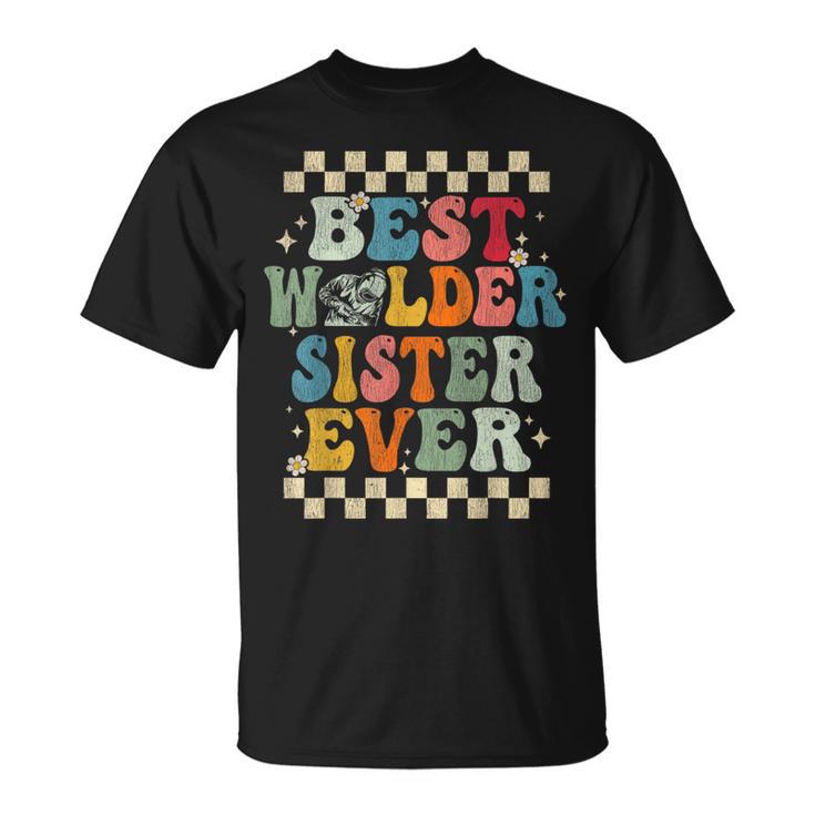 Best Welder Sister Ever Retro Groovy Welder Sister T-Shirt