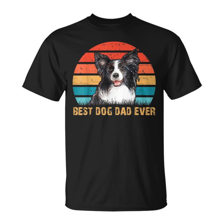 Besthund Papa Allzeit Best Dog Papa Alltimesintage Border Collie T-Shirt