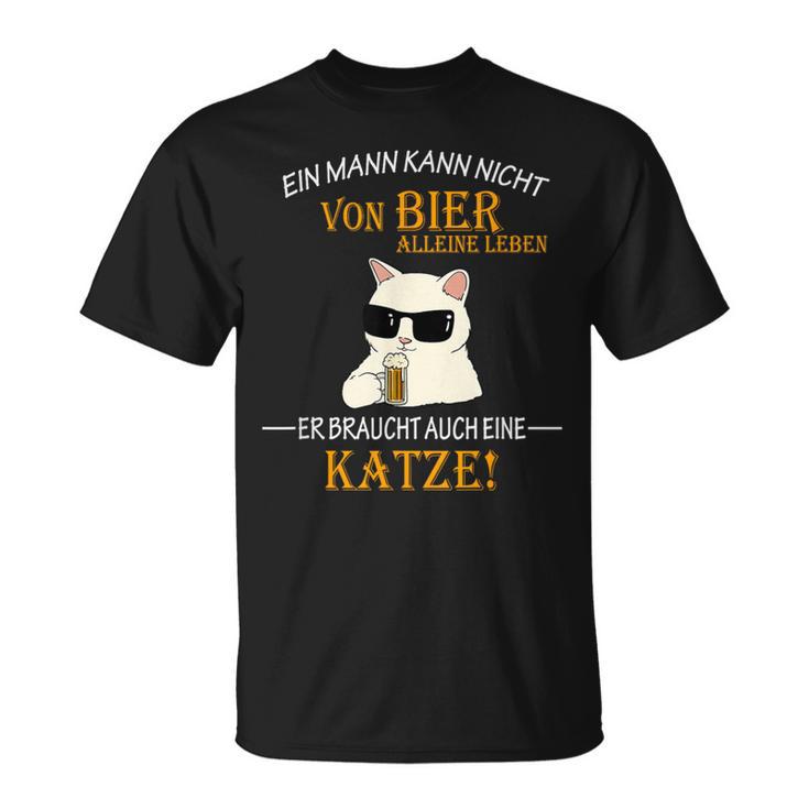 Bier Und Coole Katzen Lustiger Spruch Katzenbesitzer Papa T-Shirt