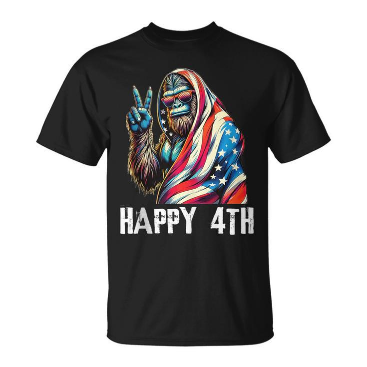 Bigfoot 4Th Of July Happy 4Th Patriotic Usa Ns Boys T-Shirt