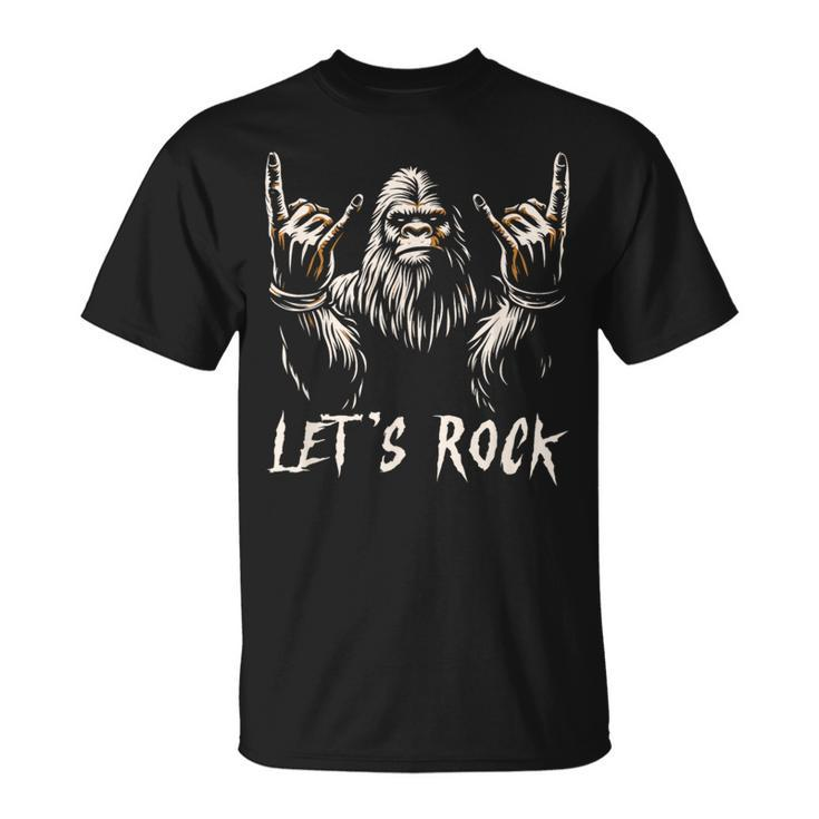 Bigfoot Rock On Sasquatch Rock And Roll Let's Rock T-Shirt