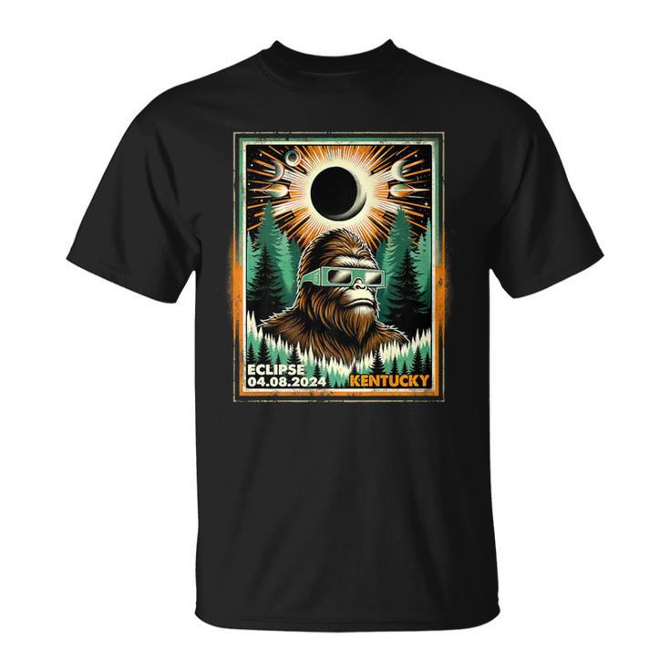 Bigfoot Total Solar Eclipse 2024 Kentucky Sasquatch Vintage T-Shirt