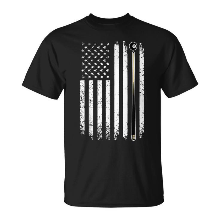 Billiards Pool Player Table Usa Us Vintage American Flag T-Shirt
