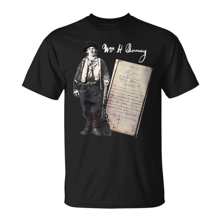 Billy Kid William Bonney Original Signature Arrest Warrant T-Shirt