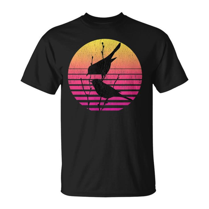 Birds Over A Vintage Sunset Distressed T-Shirt