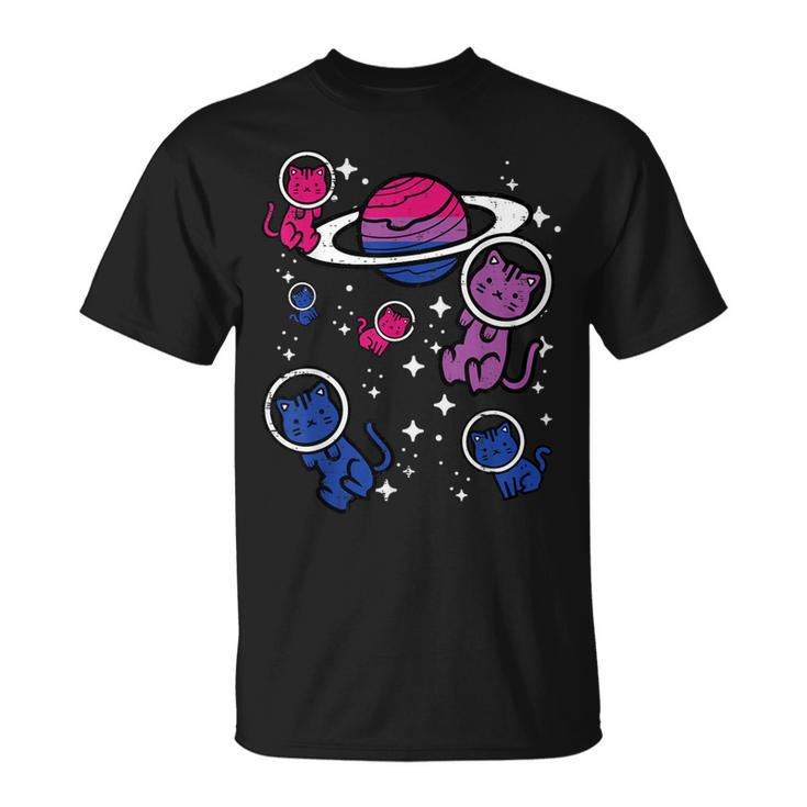 Bisexual Cats Planet Bi Pride Flag Lgbtq Space Girls T-Shirt