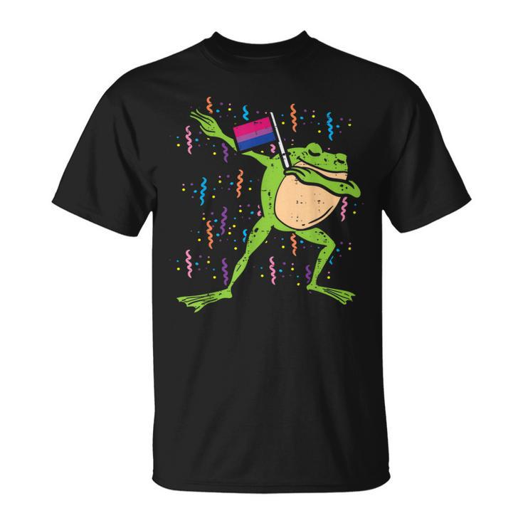 Bisexual Flag Frog Dab Lgbt Bi Pride Stuff Animal T-Shirt