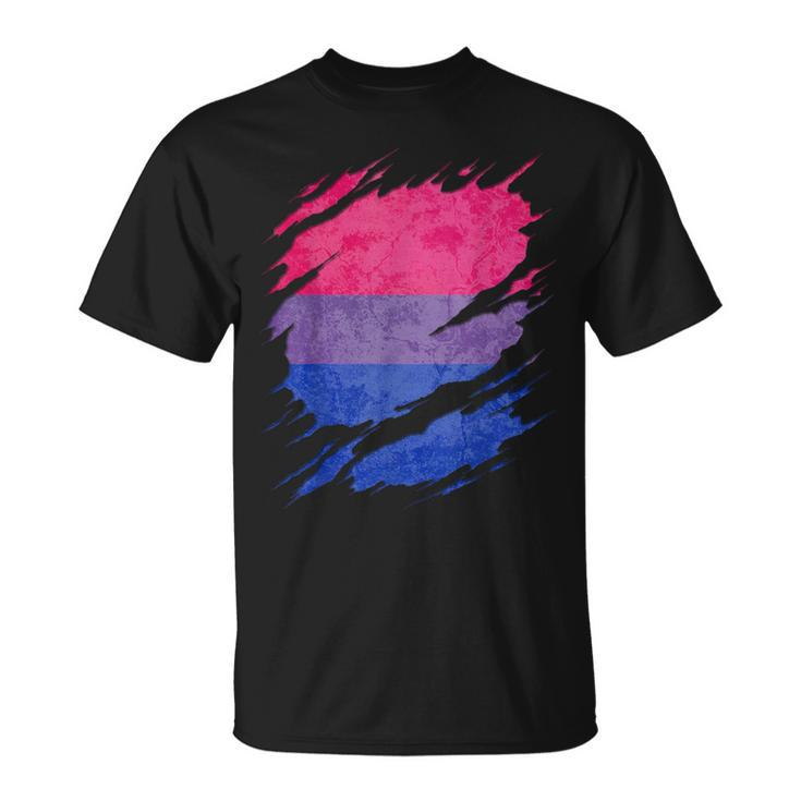 Bisexual Pride Flag Ripped Reveal T-Shirt